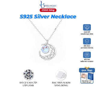  Dây chuyền bạc nữ 925 thiết kế hình mặt trăng đính đá Moonstone lấp lánh - DB2615 - Bảo Ngọc Jewelry 