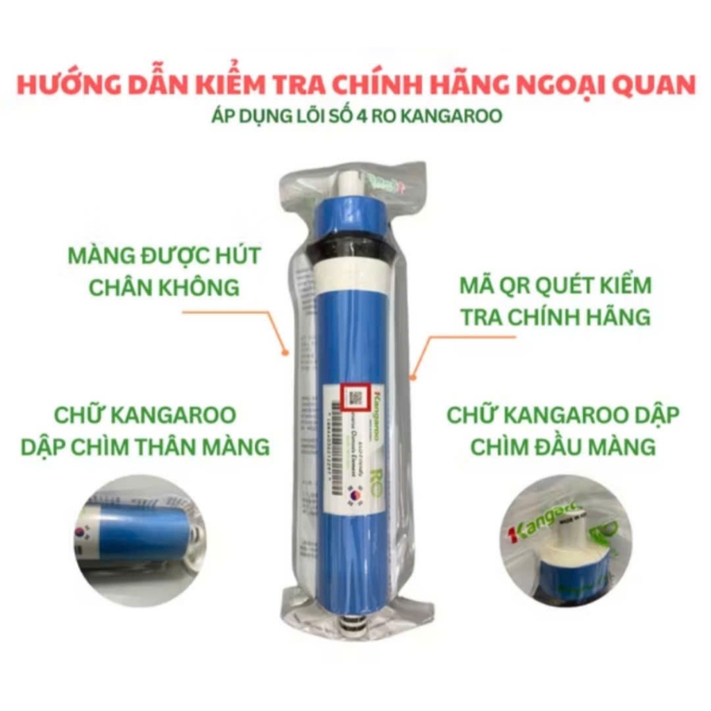 Màng RO Kangaroo, Màng RO Chính Hãng Chất Lượng Cao - Lõi Lọc Kangaroo Số 4 Của Máy Lọc Nước RO