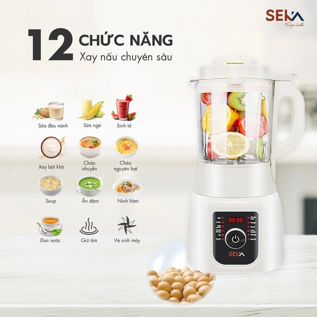 Máy Xay Sữa Hạt Đa Năng SEKA E300-WHITE Công Suất Lớn, 12 Chức Năng(HH)
