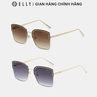 Kính mắt nữ ELLY EK133 gọng đồng trắng thép không gỉ tròng PC chống tia UV400 chống chói thời trang cao cấp