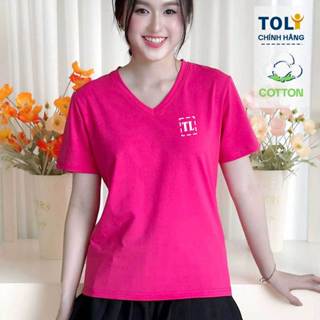 Áo thun nữ cổ tim TOLI PSA021 – In logo chữ TL ngực trái, form vừa dáng, vải cotton 4 chiều