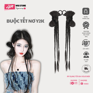 Giá 2 Bên, Tóc Giả Thắt Bím, Buộc Tóc Giả Nơ Y2K Thời Trang Cá Tính