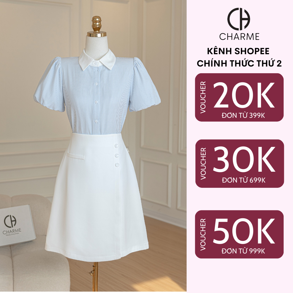 Chân váy dáng A tà chéo charme store 506019