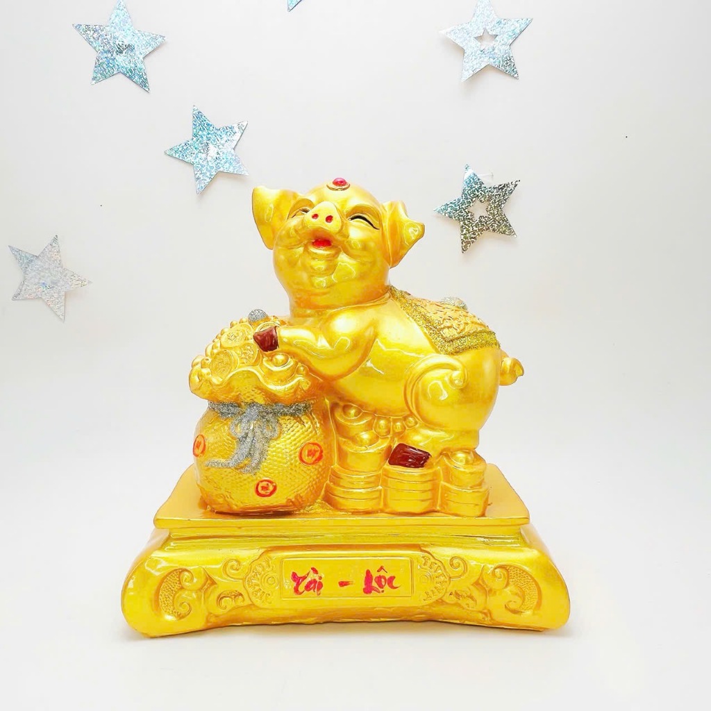 Heo đất lợn đất bệ vàng 12 con giáp phong thuỷ may mắn tài lộc Hecube Heo Đất Lỗ Tròn Lợn Tiết Kiệm 