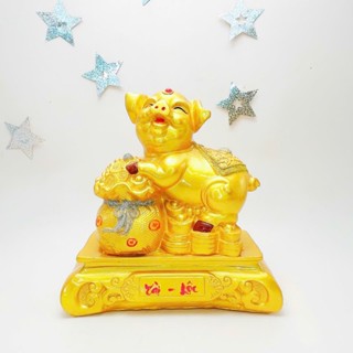  Heo đất lợn đất bệ vàng 12 con giáp phong thuỷ may mắn tài lộc Hecube Heo Đất Lỗ Tròn Lợn Tiết Kiệm Tiền 25cm 