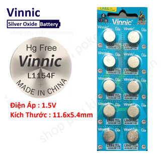 Vỉ 10 viên Pin Vinnic L1154F AG13 LR44 SR1154SW 1.55V