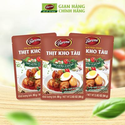 Combo 3 Gói Gia Vị Thịt Kho Tàu Barona 80g ướp ngon chuẩn vị không cần nêm nếm