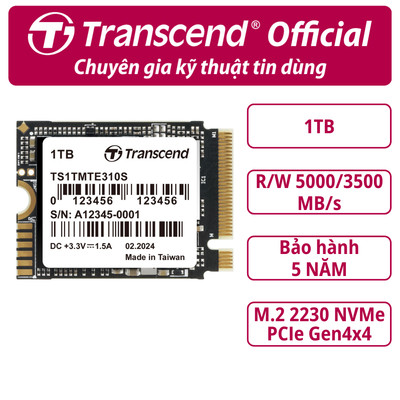 Ổ cứng gắn trong SSD Transcend 310S 512GB / 1TB M.2 2230 NVMe PCIe Gen4x4 R/W upto 5000/3500 MB/s - Bảo Hành 5 năm