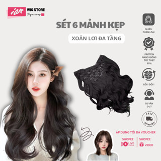 Tóc giả iAn,Tóc giả kẹp 6 Phím cao cấp, 6 phím thẳng, 6 phím cụp, 6 phím sóng trục