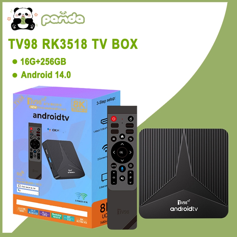 Android TV Box TV98 RK3518 2025 Khiển Giọng Nói Tiếng Việt 300 Kênh + Youtube Miễn Phí Trọn Đời