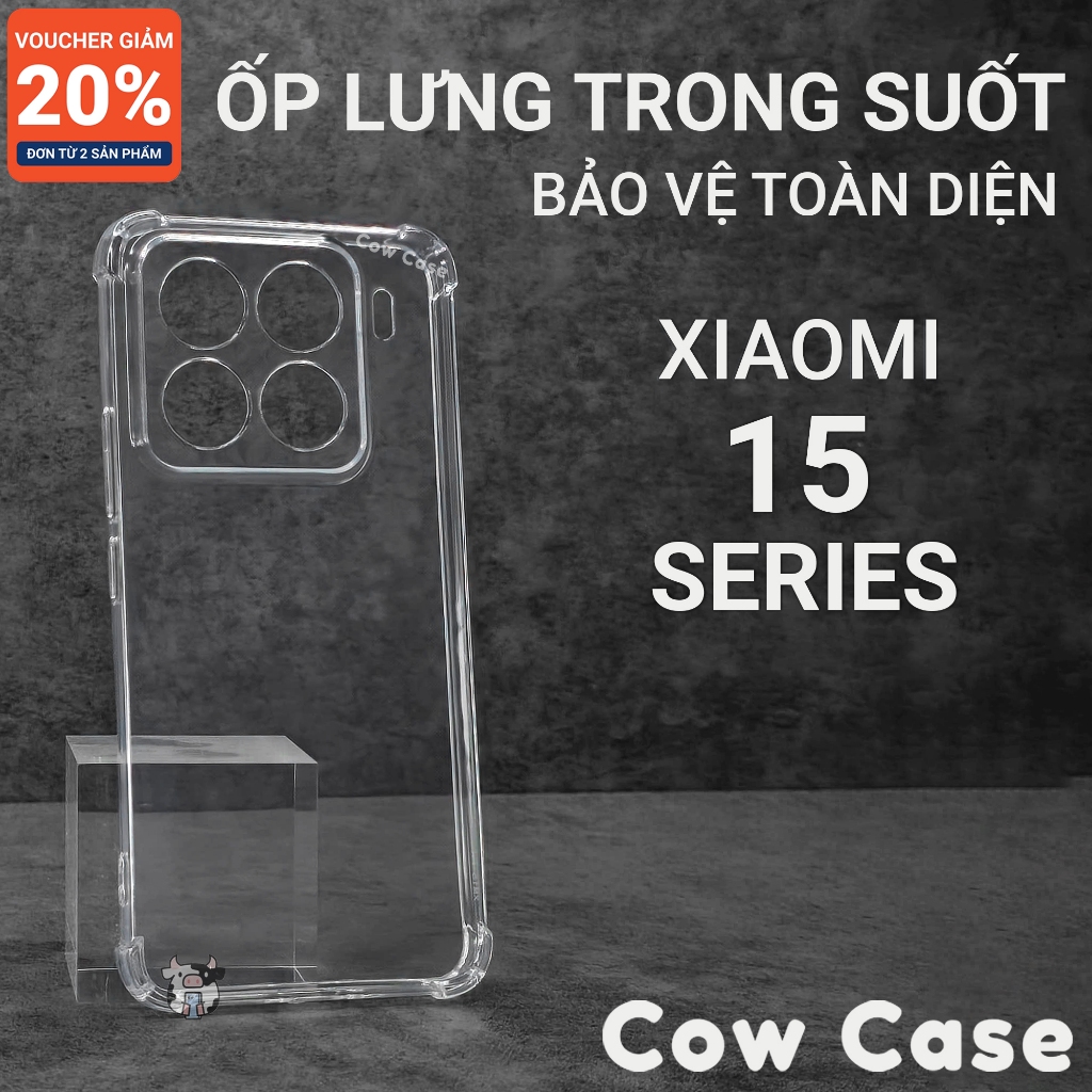Ốp lưng Xiaomi 15, 15 Pro 5G Cow case trong suốt | Ốp lưng điện thoại Xiaomi dẻo bảo vệ camera đt to