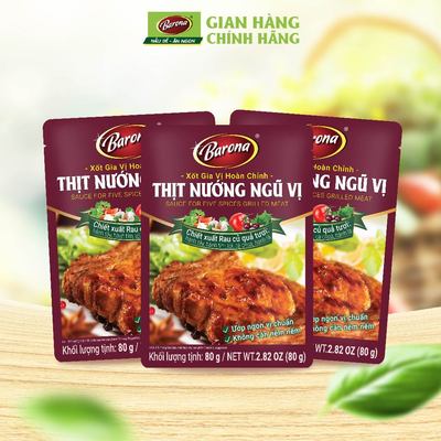Combo 3 Gói Gia Vị Thịt Nướng Ngũ Vị Barona 80g ướp ngon chuẩn vị không cần nêm nếm
