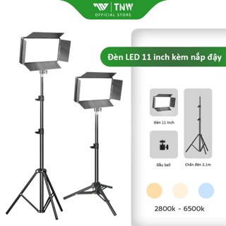 TNW Đèn LED 11 inch kèm nắp đậy,Đèn studio di động kèm chân đèn,Đèn bảng vuông ánh sáng mềm mại
