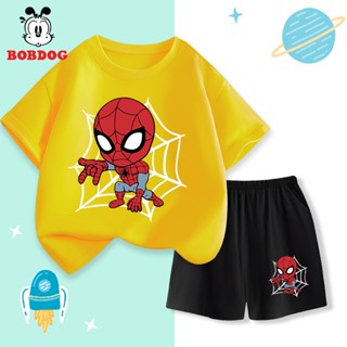 Sét bé trai BOBDOG, đồ bộ áo cộc quần thun cotton mùa hè mới -CD-BDO60 in hình NGƯỜI NHỆN cho bé