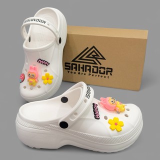 Dép sục nữ SAHADOR quai hậu thời trang cao cấp đế cao 7cm chống trượt charm Labubu dễ thương CRS08