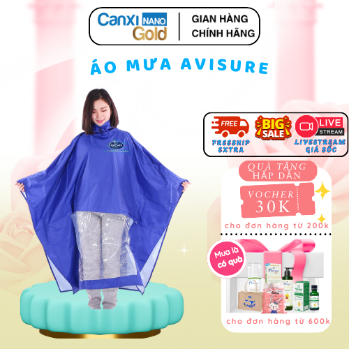 Áo Mưa Avisure Trùm 1 Người Cao Cấp, Chống Thấm, Vải Dày, Nhẹ, Bền, Hàng Chính Hãng