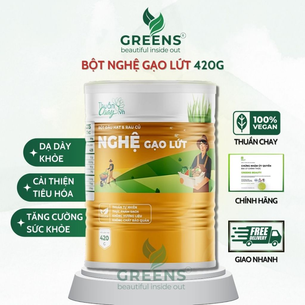 Bột Nghệ Gạo Lứt Thuần Chay Tâm An - Ngũ Cốc Hỗ Trợ Sức Khỏe Dạ Dày, Tiêu Hóa - Greens Beauty