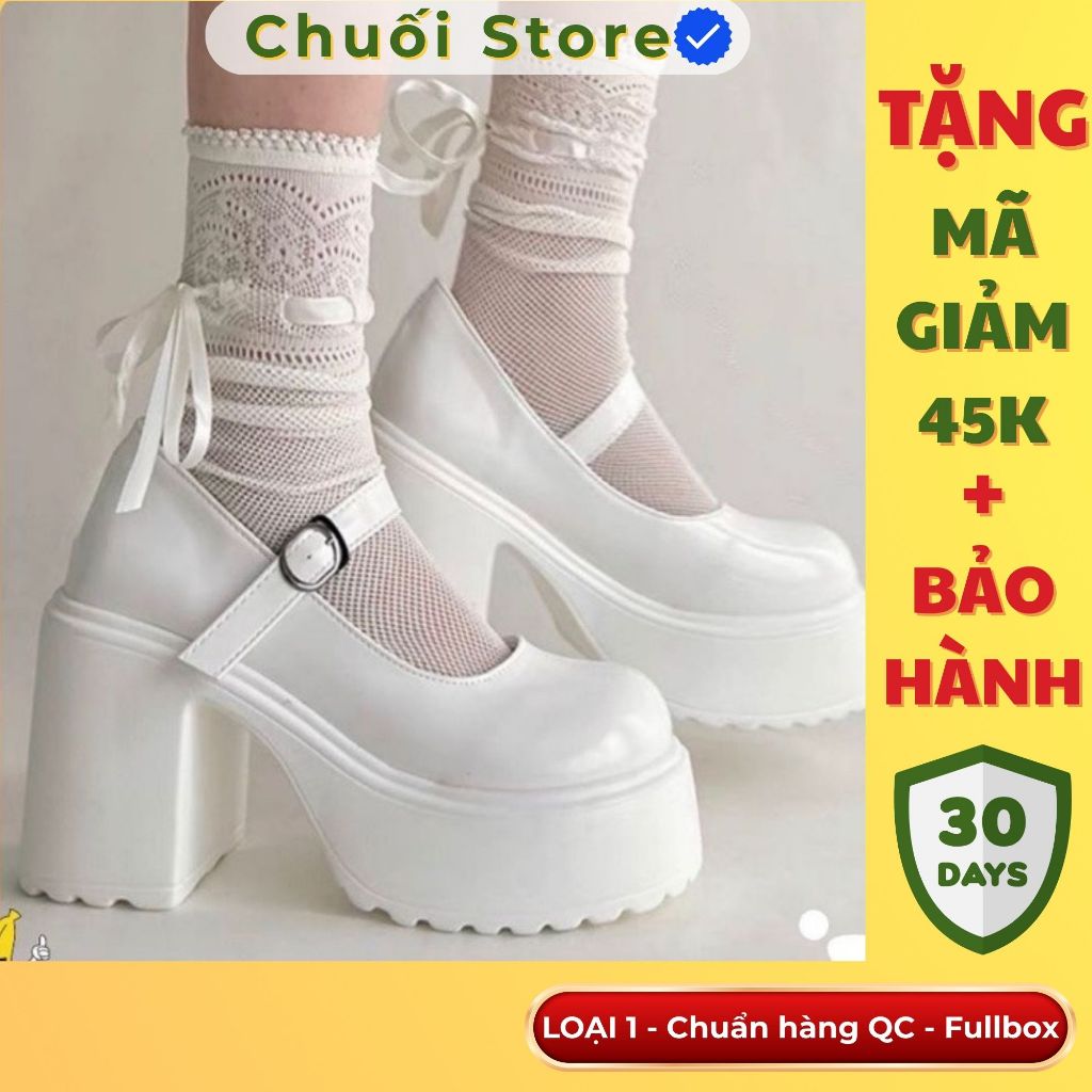 [SẴN CHUẨN QC] Giày cao gót Barbie Girl Shoes LOẠI 1 đế vuông trụ cao 10cm mũi tròn chất da PU bóng chuẩn style cá tính