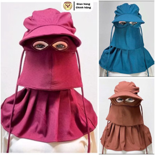 Khẩu Trang Chống Nắng KÍN MẮT, Nón Khẩu Trang Mắt Phi Vải Thun Gân Lạnh Co Giãn