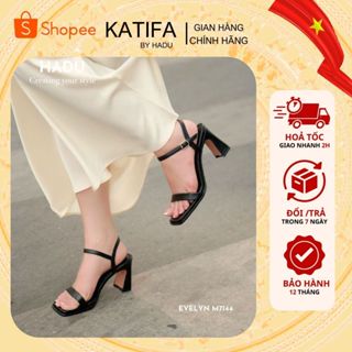 [HOẢ TỐC] Giày Sandal Cao Gót 7P Đế Vuông Quai Ngang KATIFA M7144 Da PU Cao Cấp Đế TPR Chống Trượt
