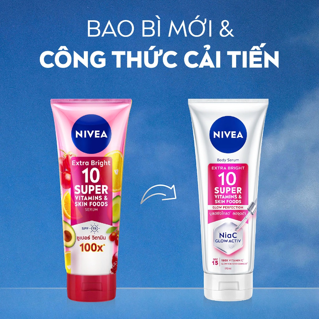 Serum Dưỡng Thể NIVEA 10 Super Vitamins & Skin Foods Sáng Da Mờ Thâm Sau 5 Ngày (170 ml) - 93830 | BigBuy360 - bigbuy360.vn