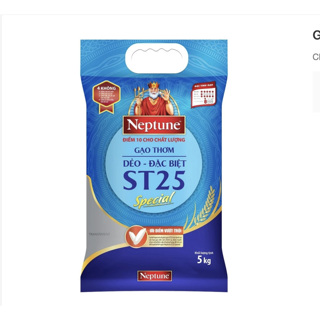 Gạo Thơm ST25 Neptune Special Túi 5Kg(M)