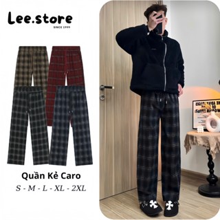 (Ảnh Thật) Quần Sọc Caro Ống Rộng Nam Nữ Lee.store Vải Dạ Nhung Dầy Dặn, Cá Tính Thời Trang Vải Siêu Nhẹ