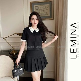 Set đồ LUCIA Dạ Tweed Đính Đá Sang Trọng Kèm Chân Váy Xếp Ly - LEMINA STORE