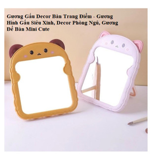Gương Gấu Decor Bàn Trang Điểm - Gương Hình Gấu Siêu Xinh, Decor Phòng Ngủ, Gương Để Bàn Mini Cute GuongGau