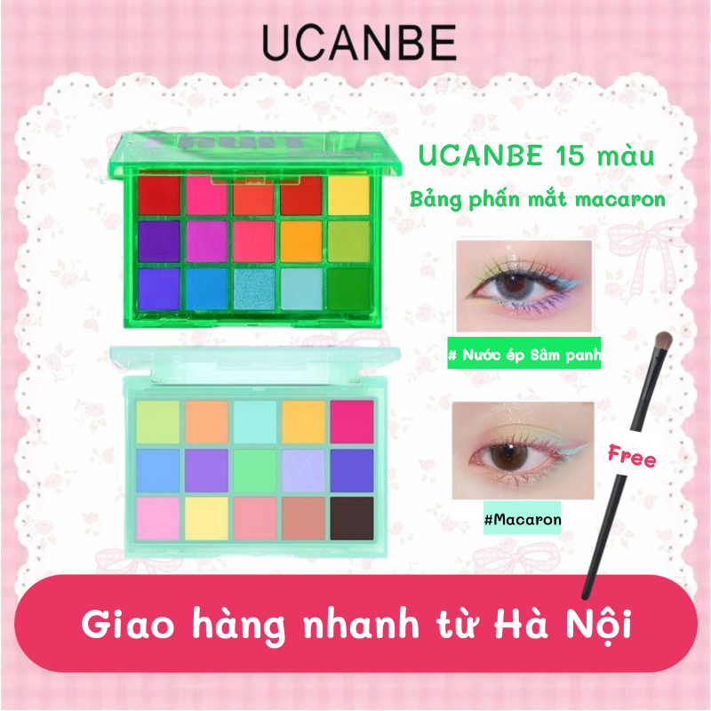  UCANBE Bảng phấn mắt phấn mịn lên màu 15 màu độ bão hòa cao màu tím và xanh lá cây 