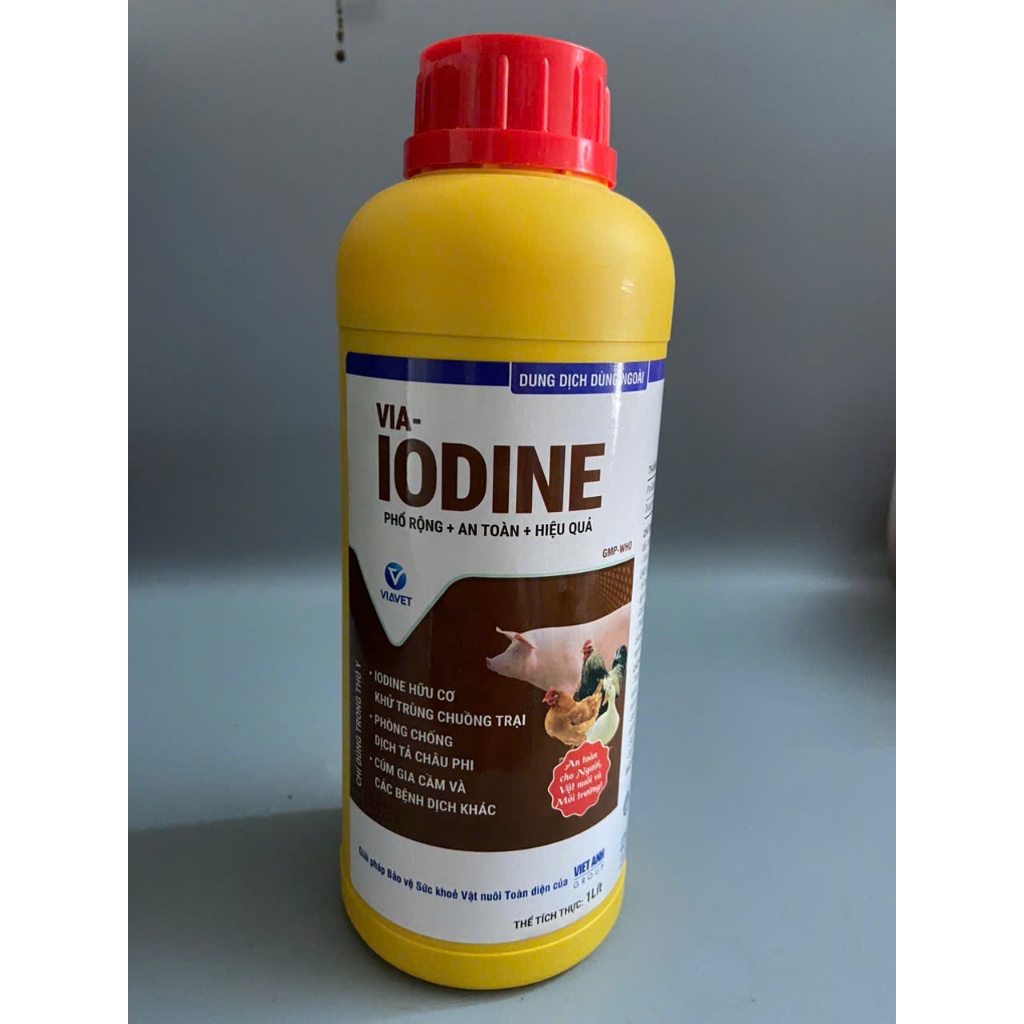 Thú y, Iodine / Via-Iodine Khử trùng dùng trong chăn nuôi 1lít, phổ rộng, an toàn, hiệu quả
