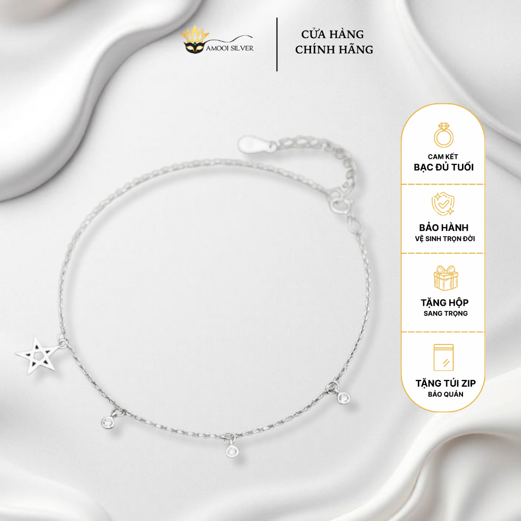 Lắc chân bạc S925 ngôi sao basic - Amooi Silver AC49