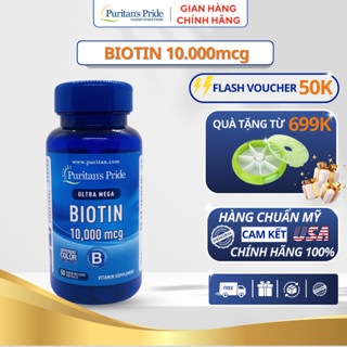 Biotin hỗ trợ mọc tóc, giảm rụng tóc Puritan's Pride Ultra Mega Biotin 10000 mcg giúp tóc chắc khỏe 100 viên của Mỹ