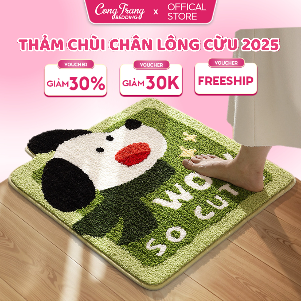Thảm Lông , Thảm LAU CHÂN LÔNG CỪU 5D Mẫu Mới Năm 2025, Thảm Chùi Chân 50 Mẫu Thiết Kế Siêu Thấm - 40cm x 60cm