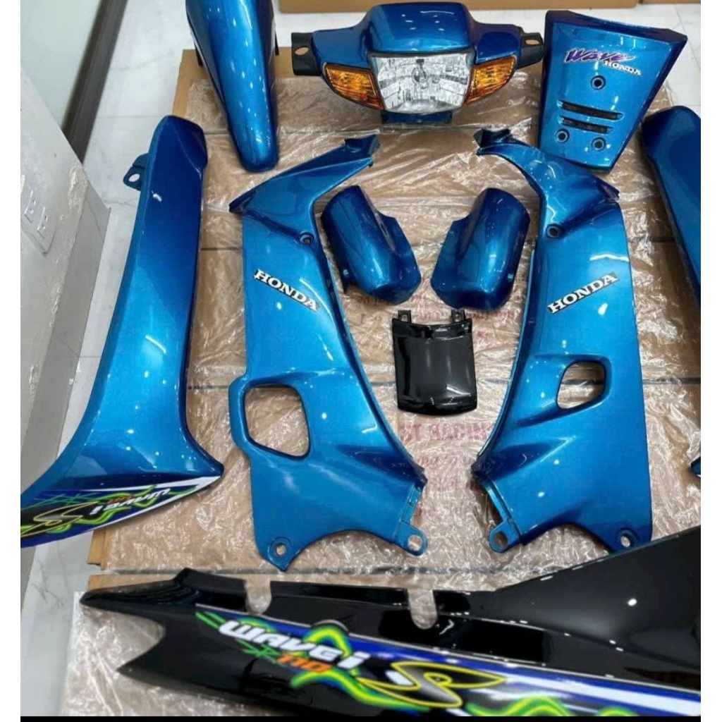 dàn áo wave nhỏ 110 đầu 1 bóng, màu xanh dương, dương sườn đen