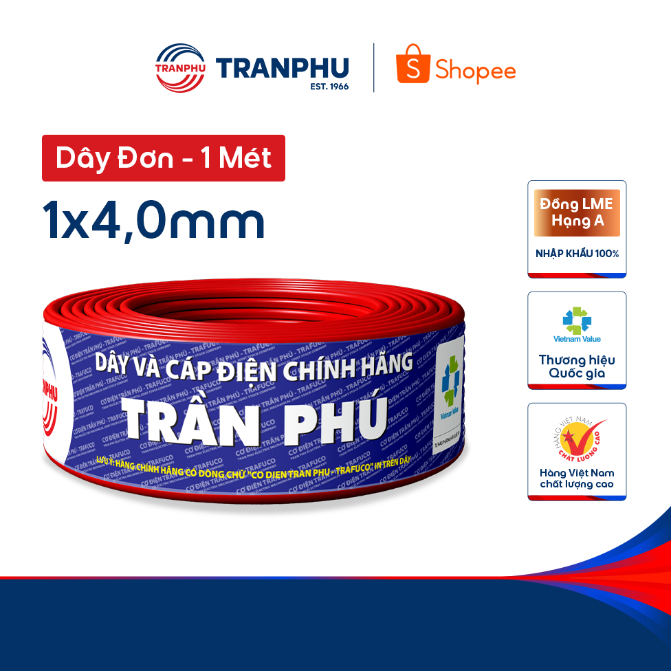 Dây Điện Đơn 1x4,0 Trần Phú Trafuco Chính Hãng, Dây Điện Dân Dụng Lõi Đồng…