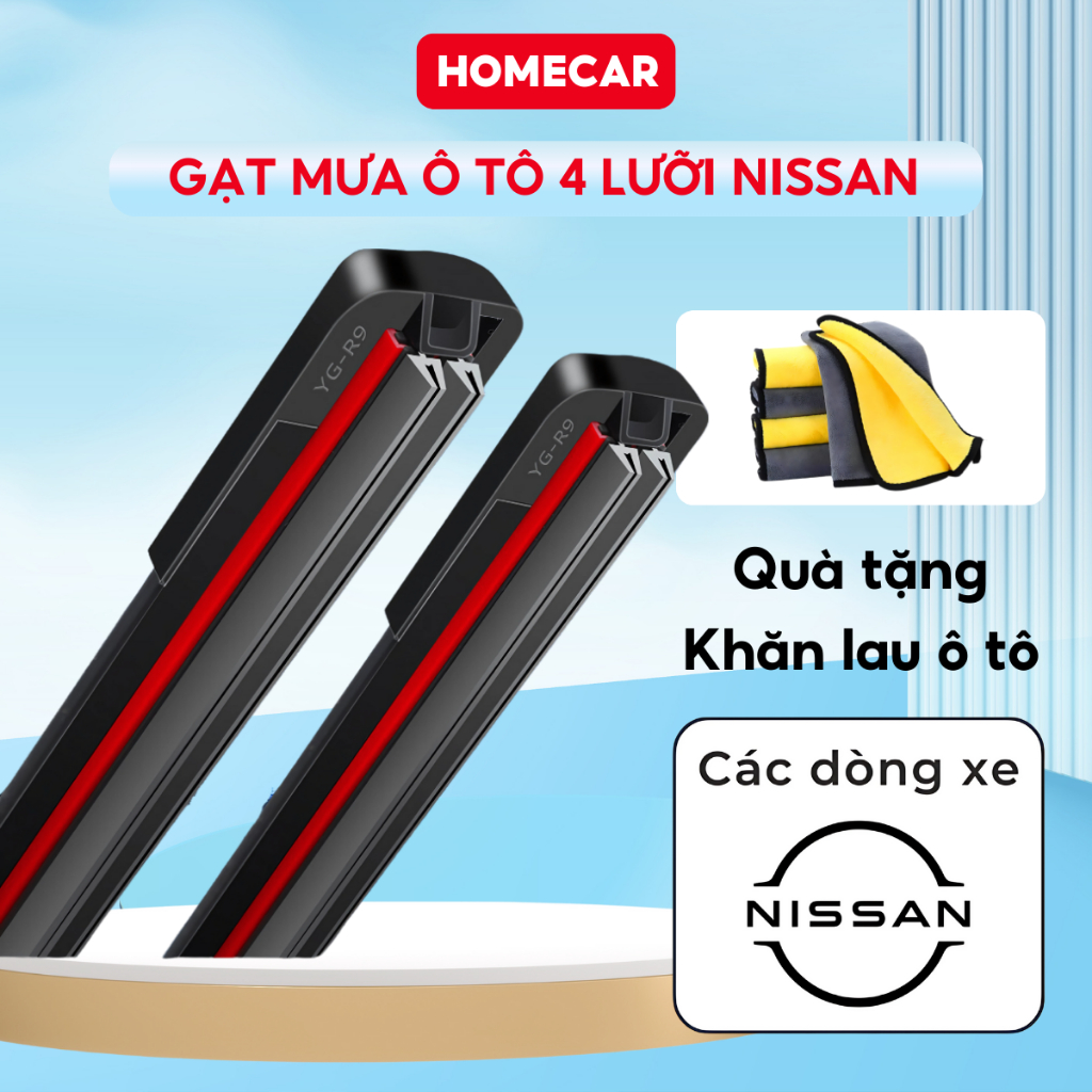 Cần Gạt Nước Ô Tô 4 Lưỡi Nissan X-Trail Navara Almera Terra Sunny Qashqai Gạt Mưa Khí Động Học