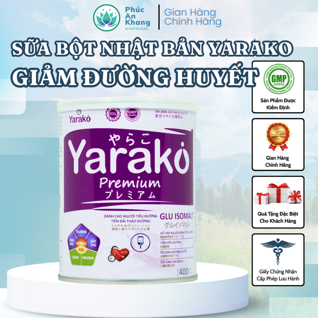 Sữa Tiểu Đường YARAKO GLU ISOMALT - Giảm Đường Huyết, Duy Trì Đường Ổn Định Và Đái Tháo Đường