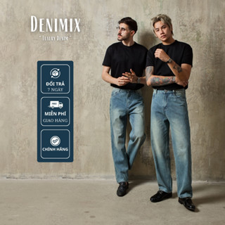 Quần jean nam DENIMIX dáng suông rộng màu xanh Retro Blue , form Straight thoải mái, có BigSize