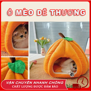  🎃ổ mèo ổ đệm cho mèo nhà cho mèo giá rẻ ổ đệm ngủ cho mèo giường,Nhà Cho Chó Mèo Có Tai Kèm Quả Bông 