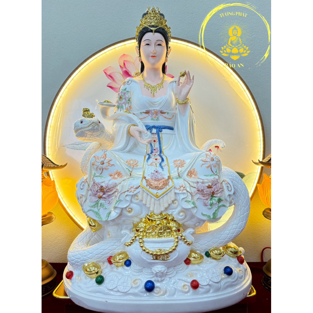 Tượng Nữ Oa, chất liệu cốt bột đá thạch anh, chiều cao 50cm, y áo vẽ đẹp