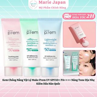 Kem Chống Nắng Vật Lý Make Prem UV SPF50+ PA++++ Nâng Tone Dịu Nhẹ Kiềm Dầu Hàn Quốc