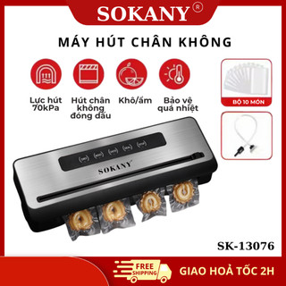 Máy hút chân không gia đình SOKANY SK-13076 lực hút mạnh 70kPa, hàn tự động, bảo quản thực phẩm hiệu quả, nhỏ gọn