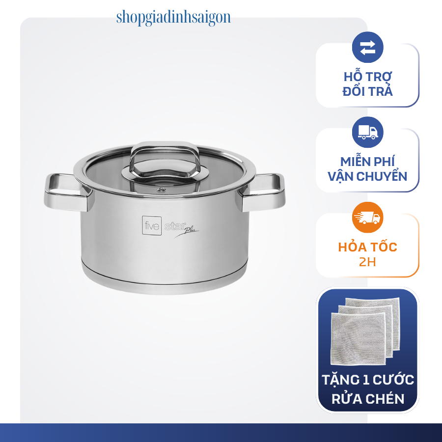 NỒI FIVESTAR INOX 304 NẮP KÍNH CHÍNH HÃNG (ĐỦ SIZE)