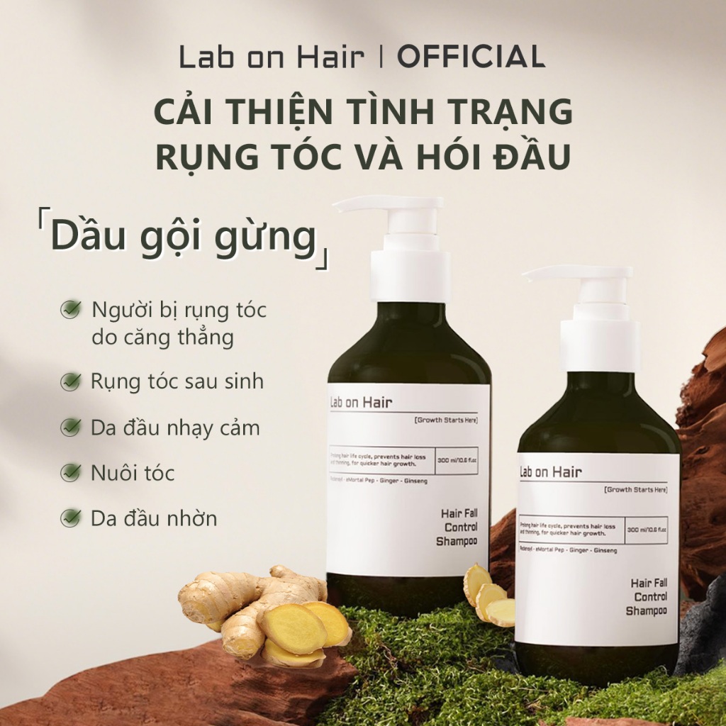 Dầu gội mọc tóc Lab On Hair Nhân sâm Redensyl cải thiện tình trạng rụng tóc dầu gội gừng 300ml dưỡng