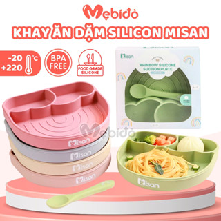 Khay Ăn Dặm Silicon Có Đế Hít Chống Đổ 3 Ngăn Cho Bé - Shop Mẹ Bí Đỏ