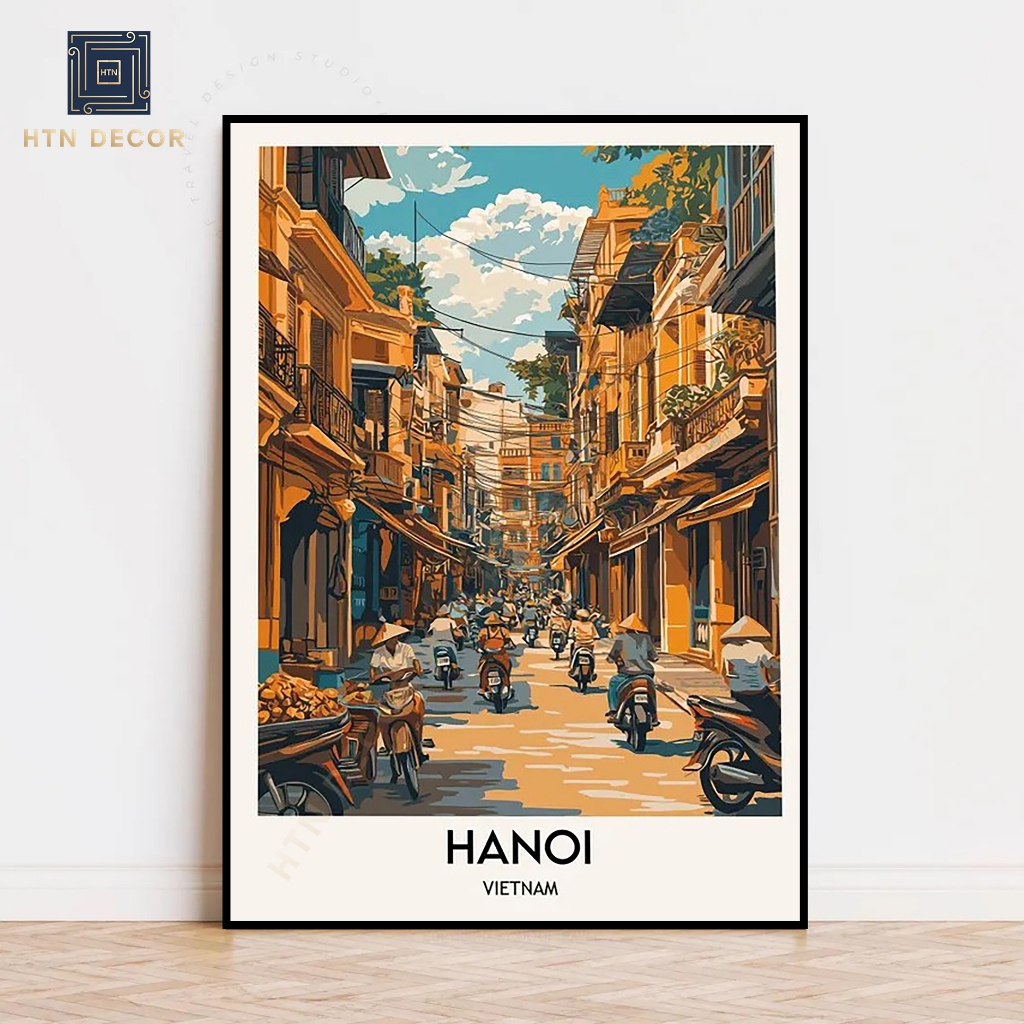 Tranh Canvas Phố Cổ Hà Nội, Tranh Decor, Tranh Trang Trí Khách Sạn, Quán Cofee, Nhà Hàng, Phòng Khác