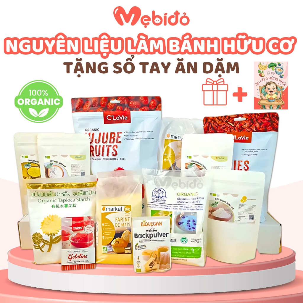 Set Bột Hữu Cơ Chế Biến Ăn Dặm Cho Bé Làm Bánh Nấu Bột Chè Súp - Shop Mẹ Bí Đỏ