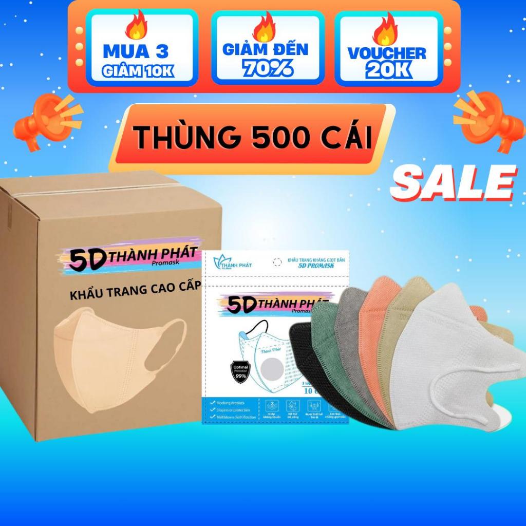 Thùng 500/300 Chiếc Khẩu Trang 5D THÀNH PHÁT 3 Lớp Lọc Bụi Mịn Chống Tia UV…