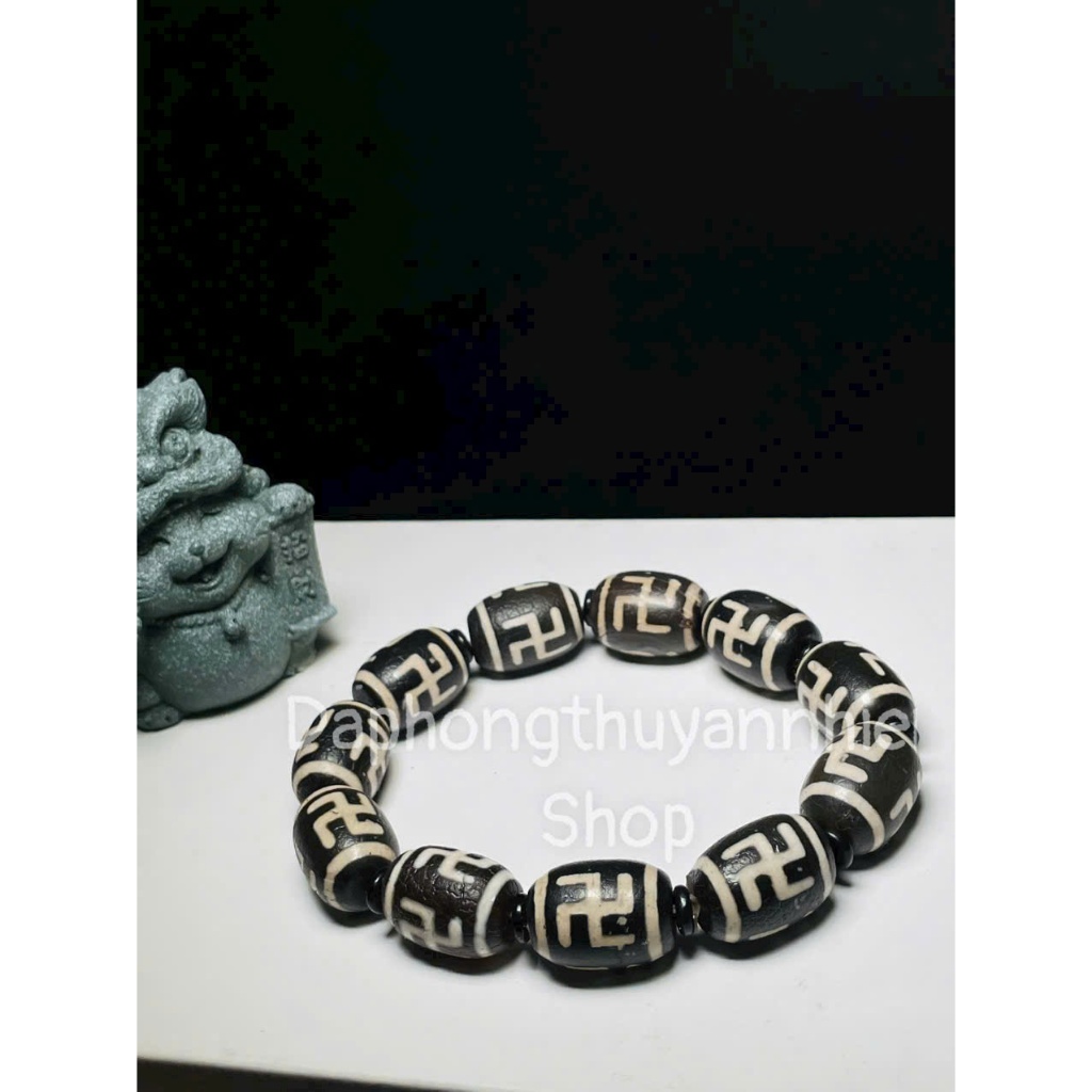 Vòng tay manao dzi chữ vạn siêu xinh hàng kiểm định